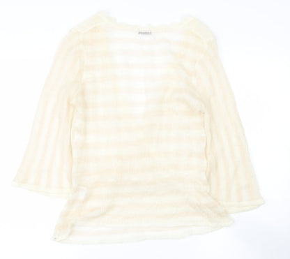 VILA Womens Beige  Acrylic Basic Blouse Size M V-Neck