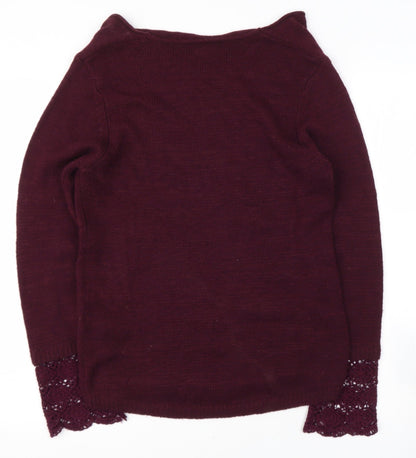 cotton traiders Womens Purple Boat Neck  Cotton Pullover Jumper Size 10