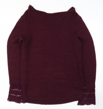 cotton traiders Womens Purple Boat Neck  Cotton Pullover Jumper Size 10