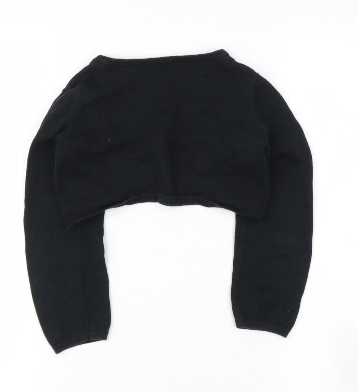 DRESS SHOP Girls Black V-Neck  Cotton Cardigan Jumper Size 6-7 Years