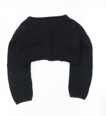 DRESS SHOP Girls Black V-Neck  Cotton Cardigan Jumper Size 6-7 Years