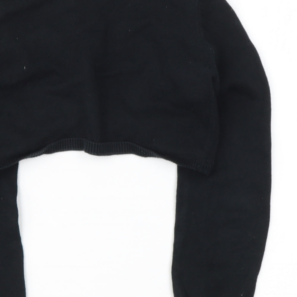 DRESS SHOP Girls Black V-Neck  Cotton Cardigan Jumper Size 6-7 Years