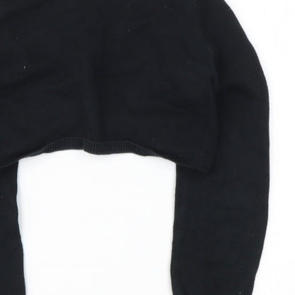 DRESS SHOP Girls Black V-Neck  Cotton Cardigan Jumper Size 6-7 Years