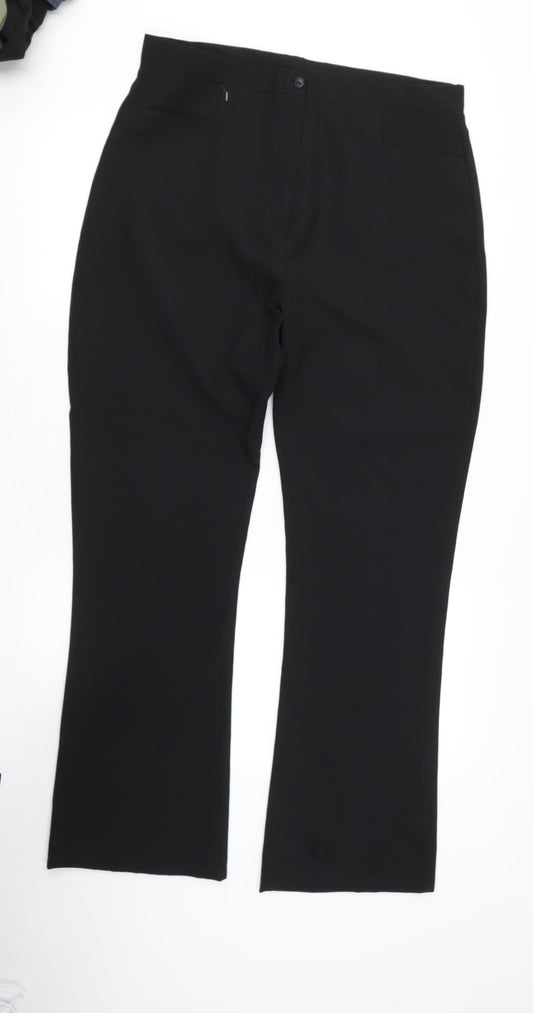 Womens UK Size 32 Preworn Regular Fit Dress Pants Black Trousers