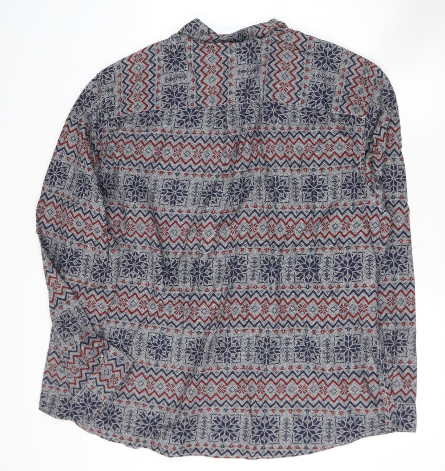 tesco Mens Multicoloured Geometric Polyester  Button-Up Size XLT Collared