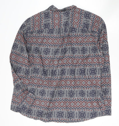 tesco Mens Multicoloured Geometric Polyester  Button-Up Size XLT Collared