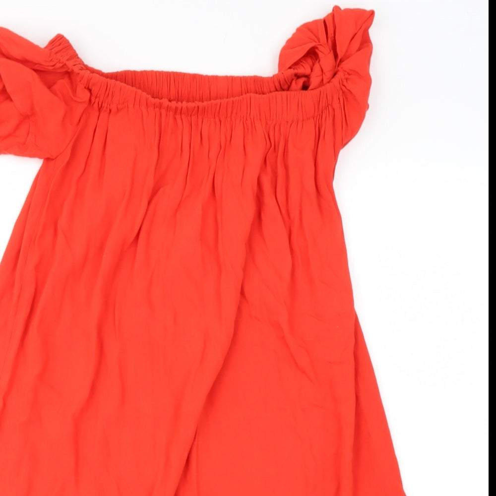 Womens UK Size 8 Mango Orange Basic Blouse