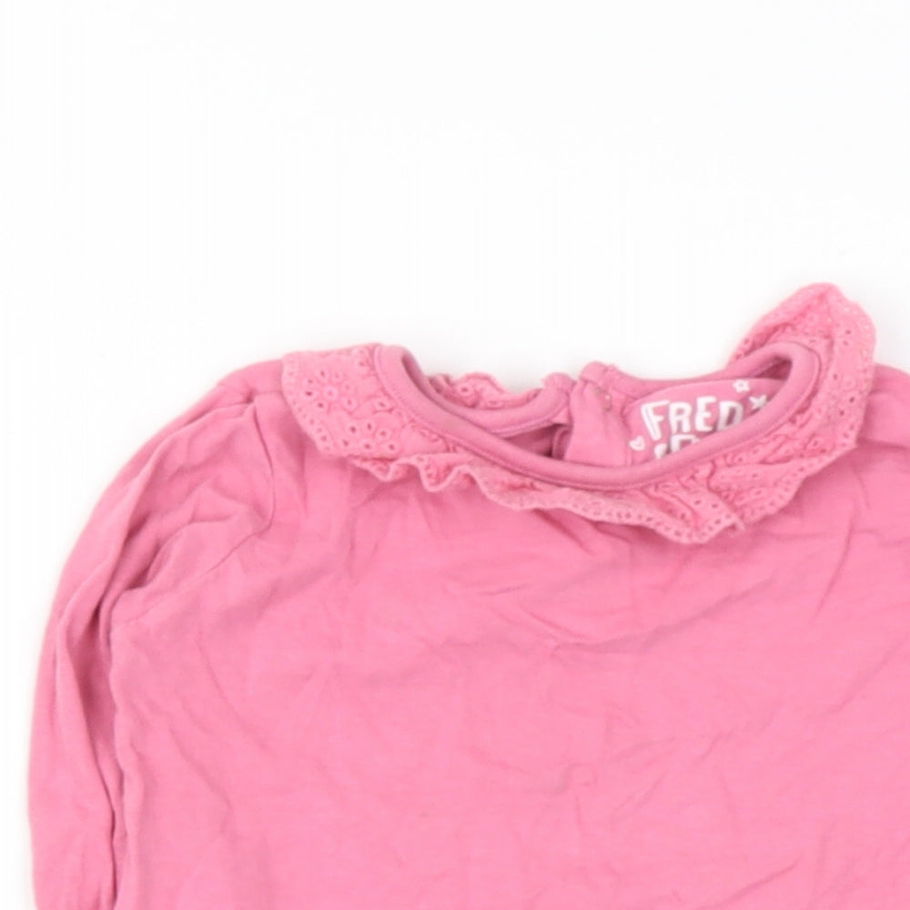 FRED FLO Baby Pink  Cotton Basic T-Shirt Size 9-12 Months Round Neck