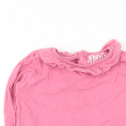 FRED FLO Baby Pink  Cotton Basic T-Shirt Size 9-12 Months Round Neck