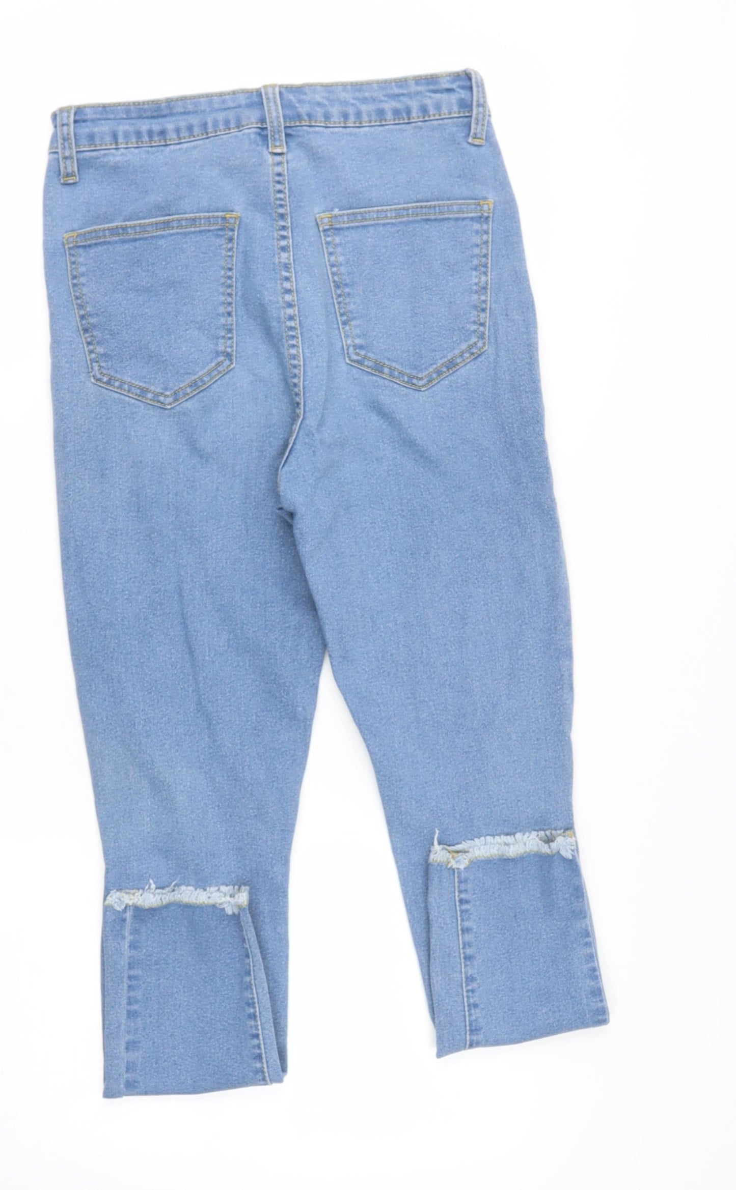 Nasty Gal Womens Blue  Cotton Skinny Jeans Size 8 L25 in Regular  - distressed