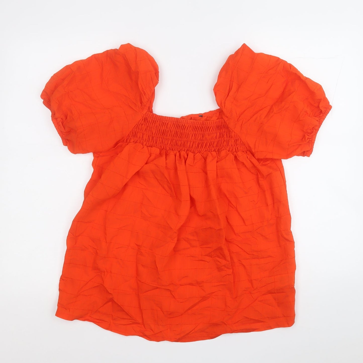 F&F Womens Orange  Viscose Basic Blouse Size 10 Square Neck