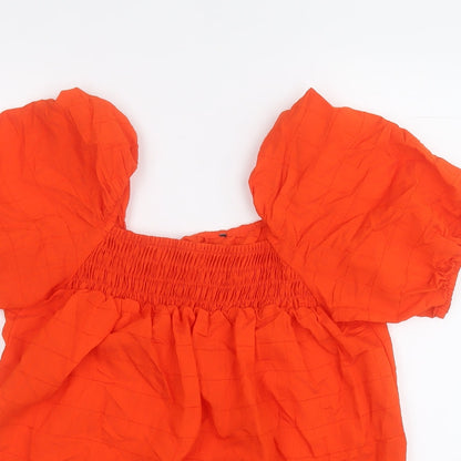 F&F Womens Orange  Viscose Basic Blouse Size 10 Square Neck