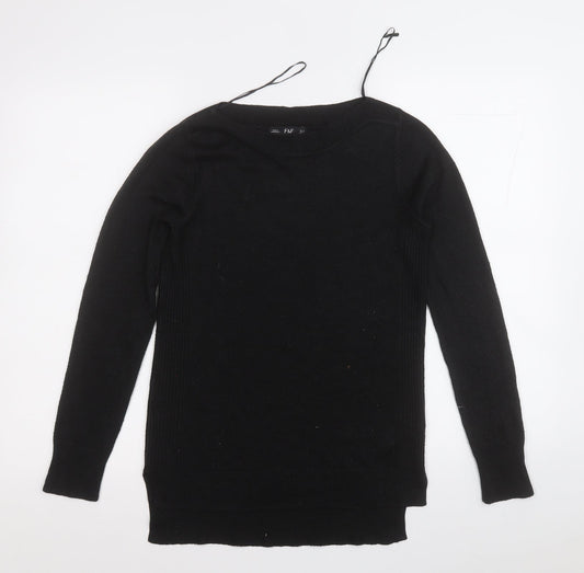 F&F Womens Black Roll Neck  Acrylic Pullover Jumper Size 6
