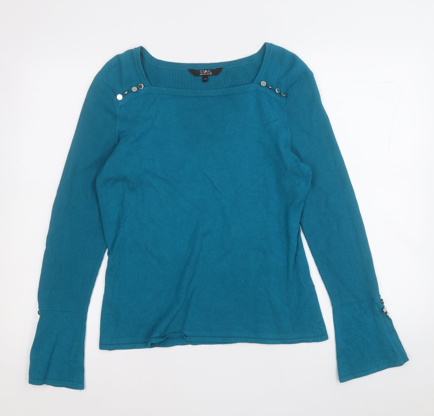 Womens UK Size 14 Star Blue Pullover Jumper