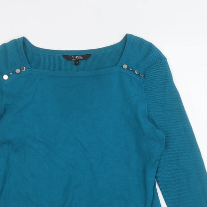 Womens UK Size 14 Star Blue Pullover Jumper