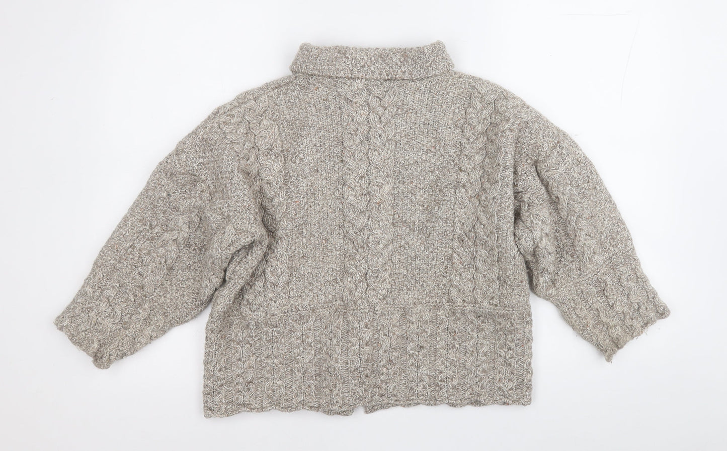 Emeralo Design  Womens Beige Collared  Acrylic Cardigan Jumper Size M