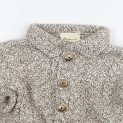 Emeralo Design  Womens Beige Collared  Acrylic Cardigan Jumper Size M