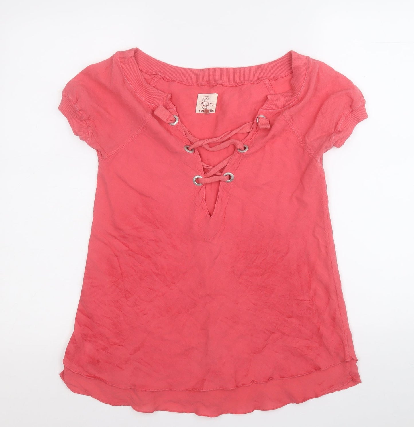 Womens UK Size XS Republic Pink Basic T-Shirt