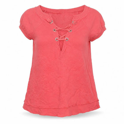 Womens UK Size XS Republic Pink Basic T-Shirt