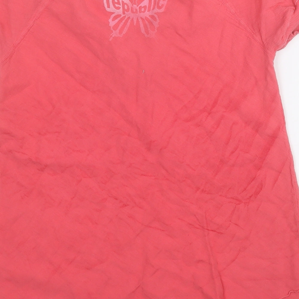 Womens UK Size XS Republic Pink Basic T-Shirt