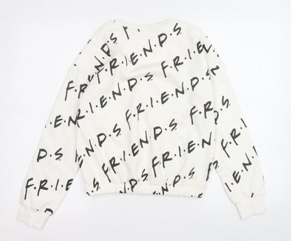 Preworn Girls White Geometric Cotton Pullover Sweatshirt Size 11-12 Years   - Friends