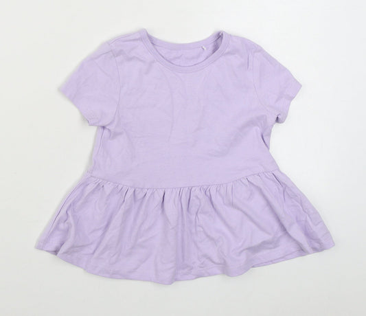 George Girls Purple  100% Cotton Skater Dress  Size 3-4 Years  Round Neck Pullover