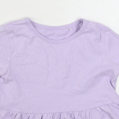 George Girls Purple  100% Cotton Skater Dress  Size 3-4 Years  Round Neck Pullover
