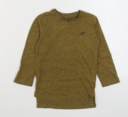 NEXT Boys Yellow  Cotton Basic T-Shirt Size 3 Years Round Neck Pullover