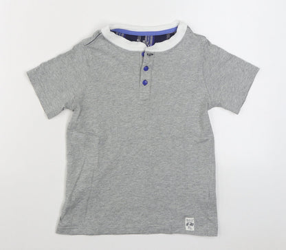 Marks and Spencer Boys Grey  100% Cotton Basic T-Shirt Size 9-10 Years Round Neck Pullover