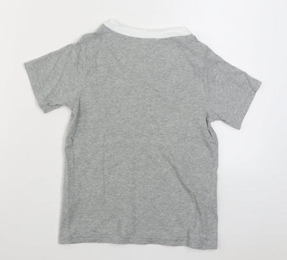 Marks and Spencer Boys Grey  100% Cotton Basic T-Shirt Size 9-10 Years Round Neck Pullover