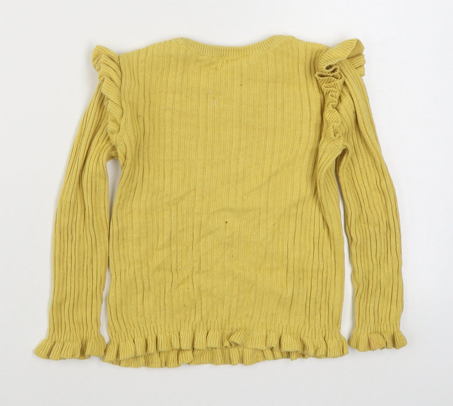 George Girls Yellow  100% Cotton Basic T-Shirt Size 5-6 Years High Neck Pullover