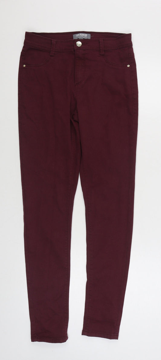 Dorothy Perkins Womens Purple  Cotton Skinny Jeans Size 10 L29 in Regular Zip