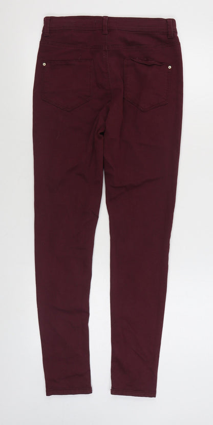 Dorothy Perkins Womens Purple  Cotton Skinny Jeans Size 10 L29 in Regular Zip