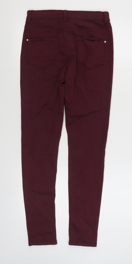 Dorothy Perkins Womens Purple  Cotton Skinny Jeans Size 10 L29 in Regular Zip