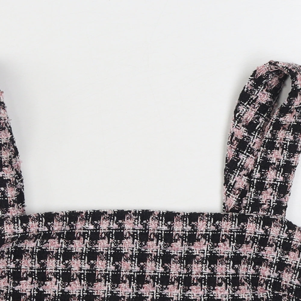 Primark Womens Pink Houndstooth Polyester Cropped Tank Size 12 Square Neck