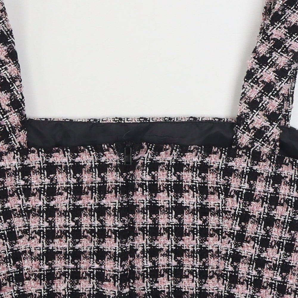 Primark Womens Pink Houndstooth Polyester Cropped Tank Size 12 Square Neck