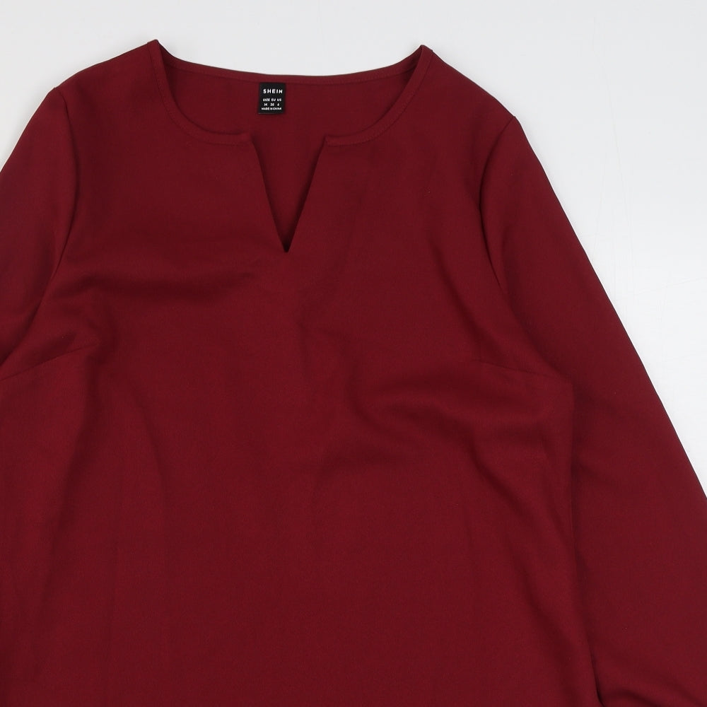 SheIn Womens Red  Polyester A-Line  Size M  V-Neck Pullover