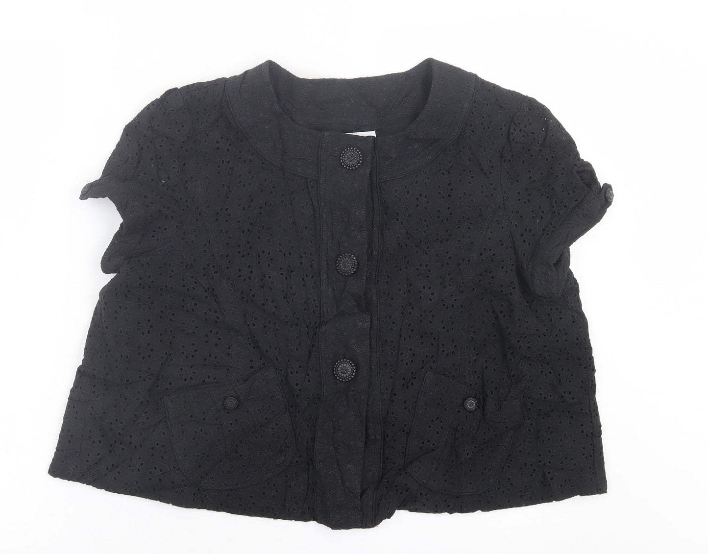 Papaya Womens Black Floral  Jacket Blazer Size 16  Button