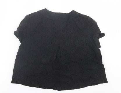 Papaya Womens Black Floral  Jacket Blazer Size 16  Button