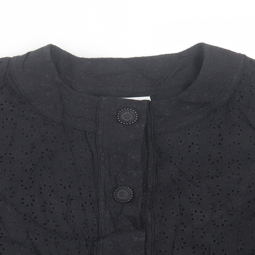 Papaya Womens Black Floral  Jacket Blazer Size 16  Button