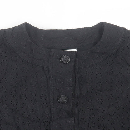 Papaya Womens Black Floral  Jacket Blazer Size 16  Button