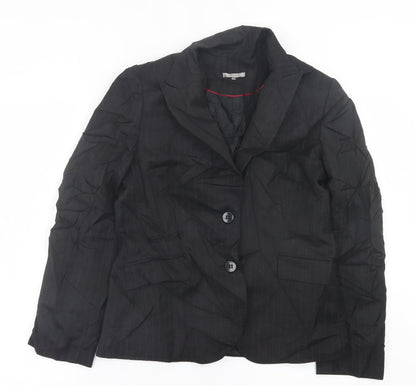 John Lewis Womens Black Striped  Jacket Blazer Size 12  Button