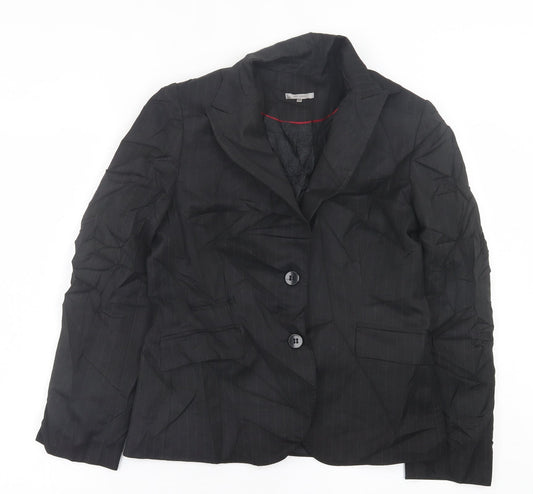 John Lewis Womens Black Striped  Jacket Blazer Size 12  Button