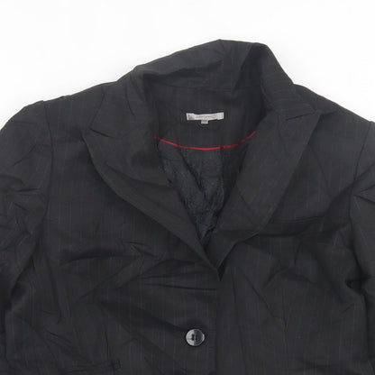 John Lewis Womens Black Striped  Jacket Blazer Size 12  Button
