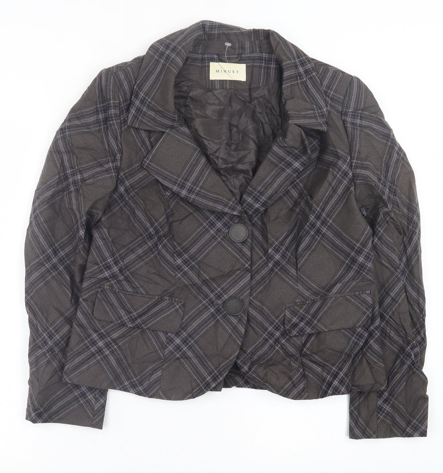 Minuet Womens Grey Plaid  Jacket Blazer Size 16  Button