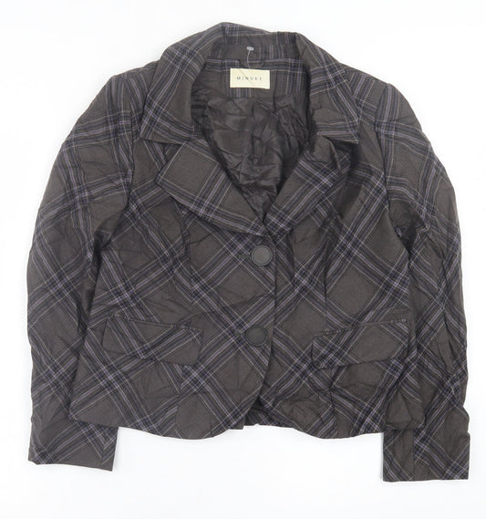 Minuet Womens Grey Plaid  Jacket Blazer Size 16  Button