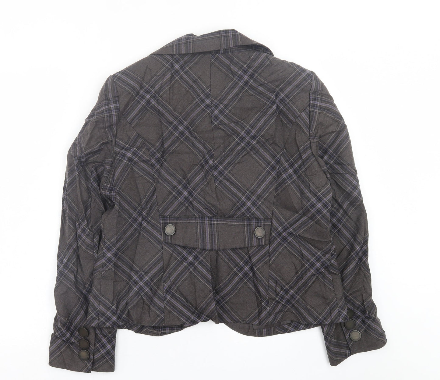 Minuet Womens Grey Plaid  Jacket Blazer Size 16  Button