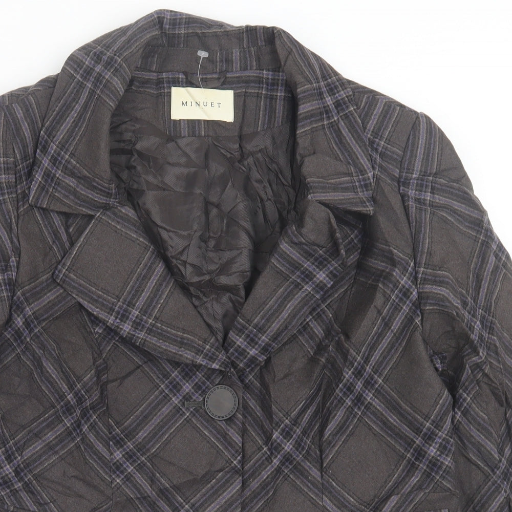 Minuet Womens Grey Plaid  Jacket Blazer Size 16  Button