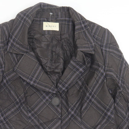 Minuet Womens Grey Plaid  Jacket Blazer Size 16  Button