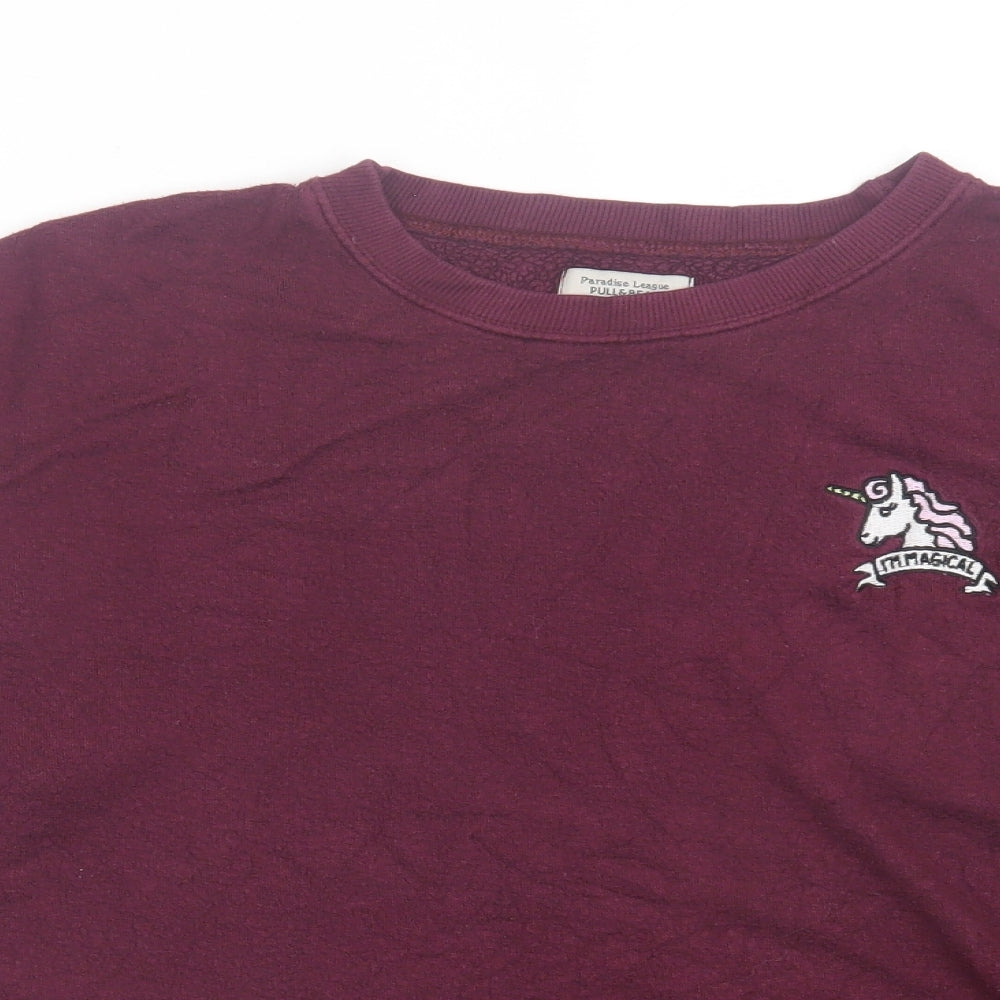 Womens UK Size M Pull&Bear Purple Pullover Sweatshirt